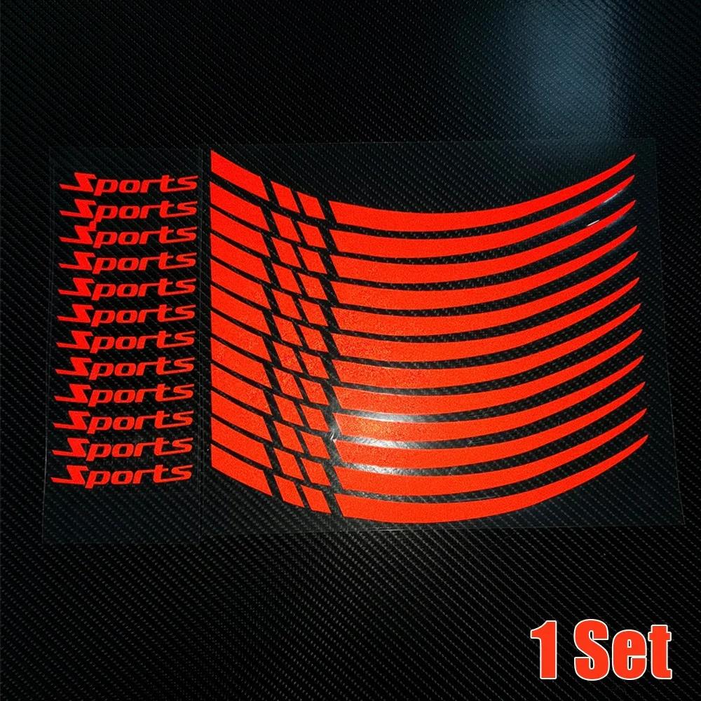 12pcs Car 18-21in Rim Protective Decal Tape Wheel Reflective Warning Strip Tire Sports Styling Decoration Sticker Accessories