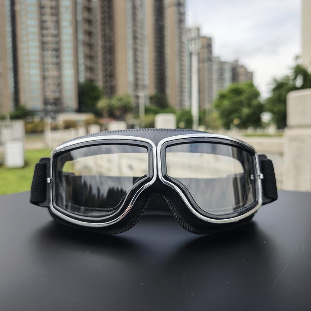 Bicycle Motorcycle Glasses Windproof Motorcycle Helmet Glasses Sunglasses Retro Universal Leather Retro Motorcycle Accessories