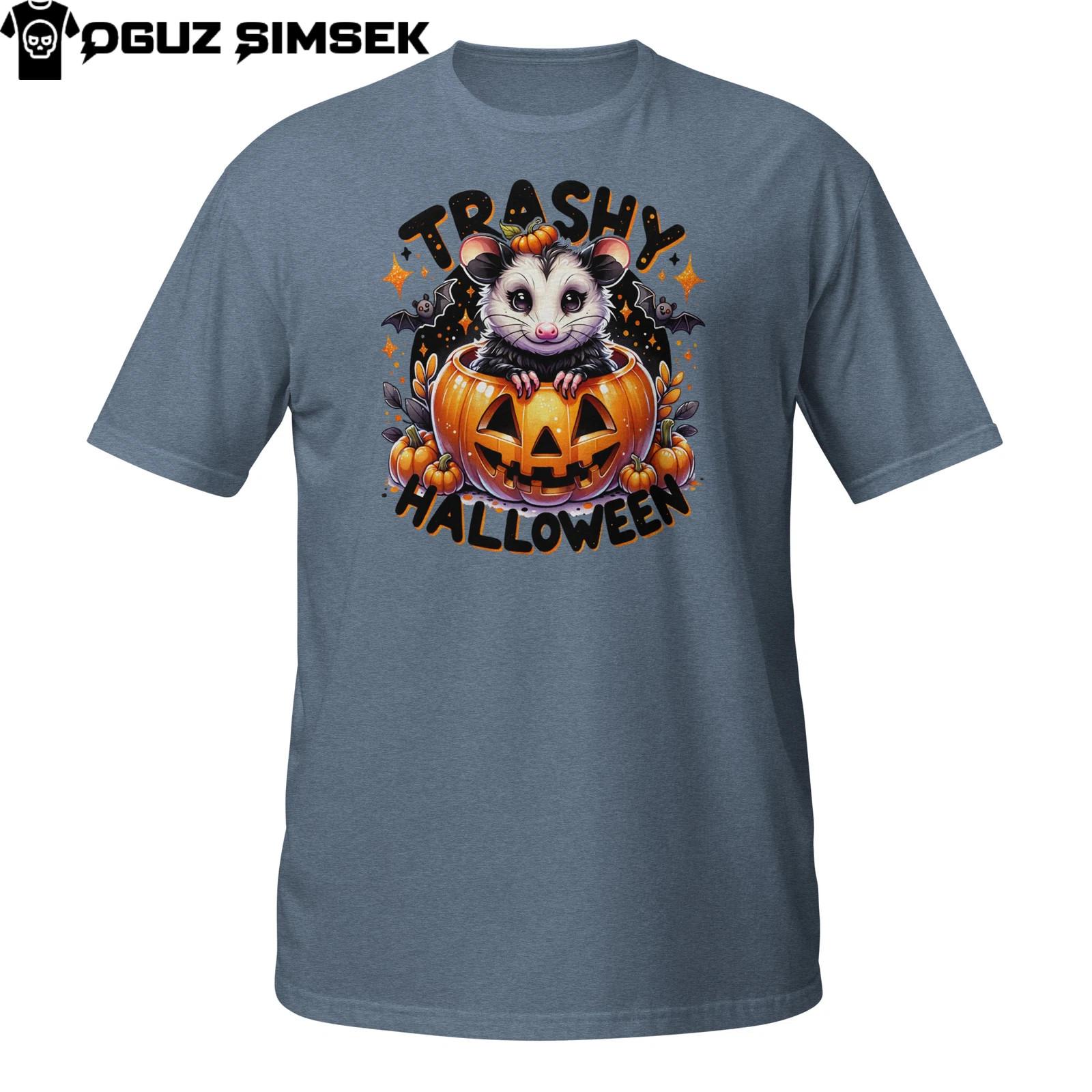 Trashy Halloween Opossum T-Shirt Mens Womens Tees Top | Pumpkin Costume Funny Raccoon Tee 4XL
