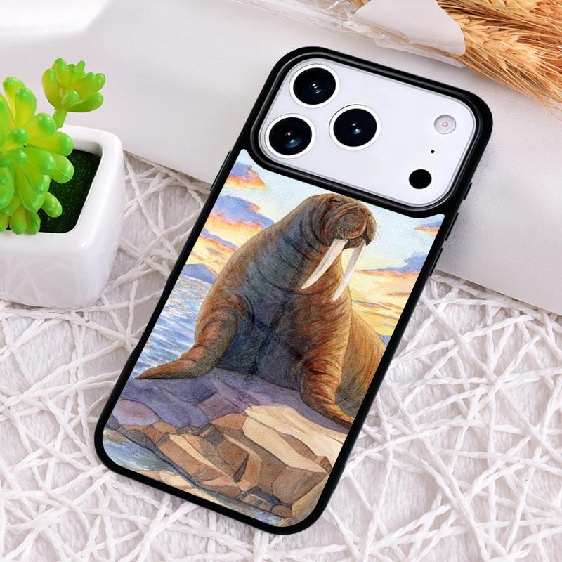 

Cute Walrus Phone Case for iPhone 17 Air 16 15 11 12 14 13 Pro Max Shockproof Cover iPhone 14 Pro