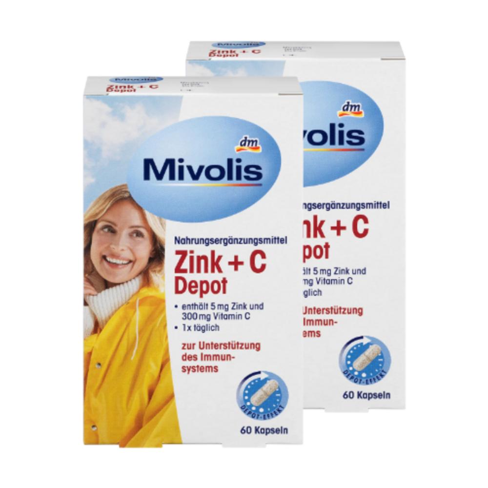 Mivolis DM Zinc + Vitamin C Depot 60 Tablets x 2 pcs