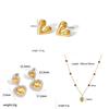 Stainless Steel Heart Layered Earring Set With Geometric Pendant For Women