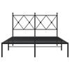 Metal Bed Frame with Headboard Black 120 x 200 cm