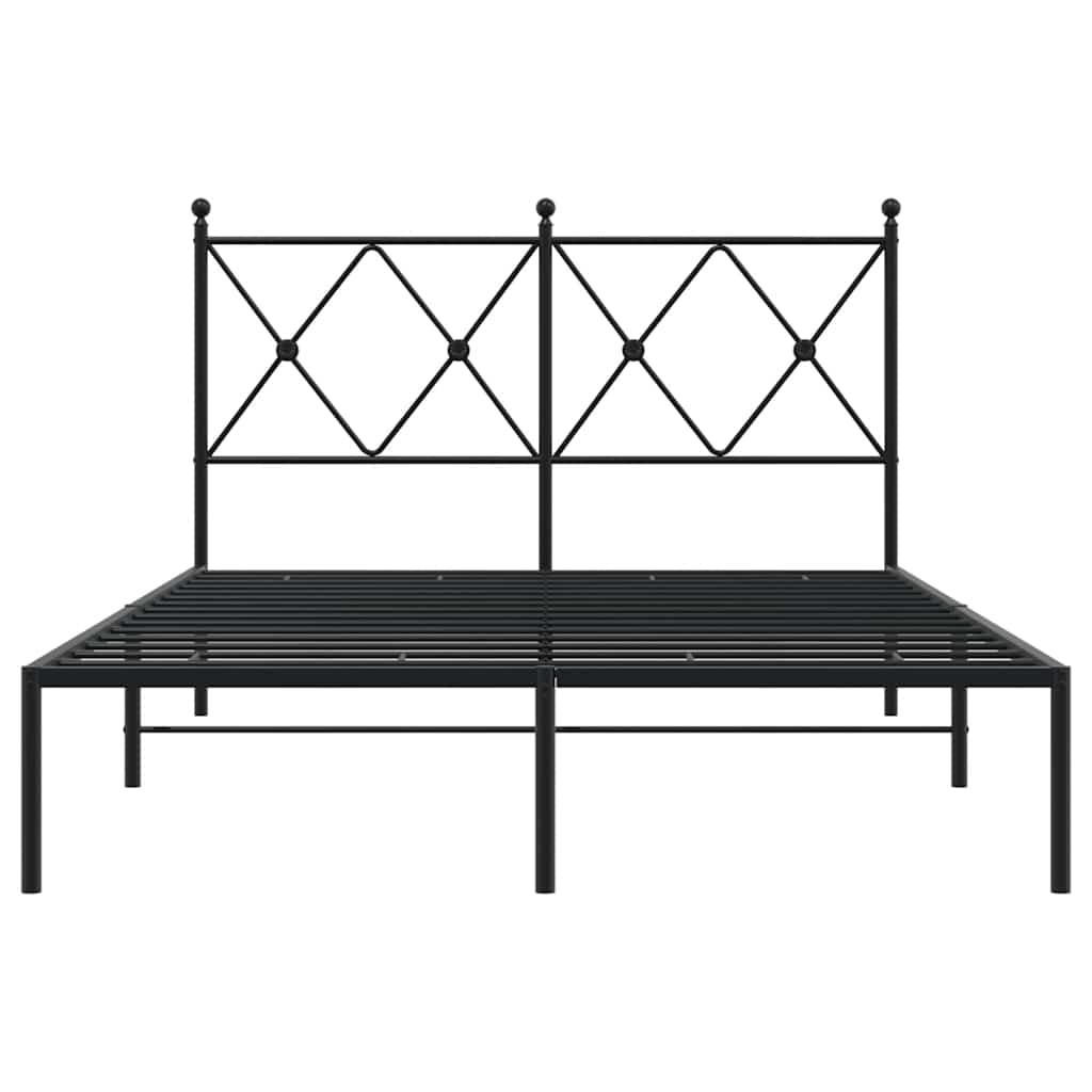 Metal Bed Frame with Headboard Black 120 x 200 cm