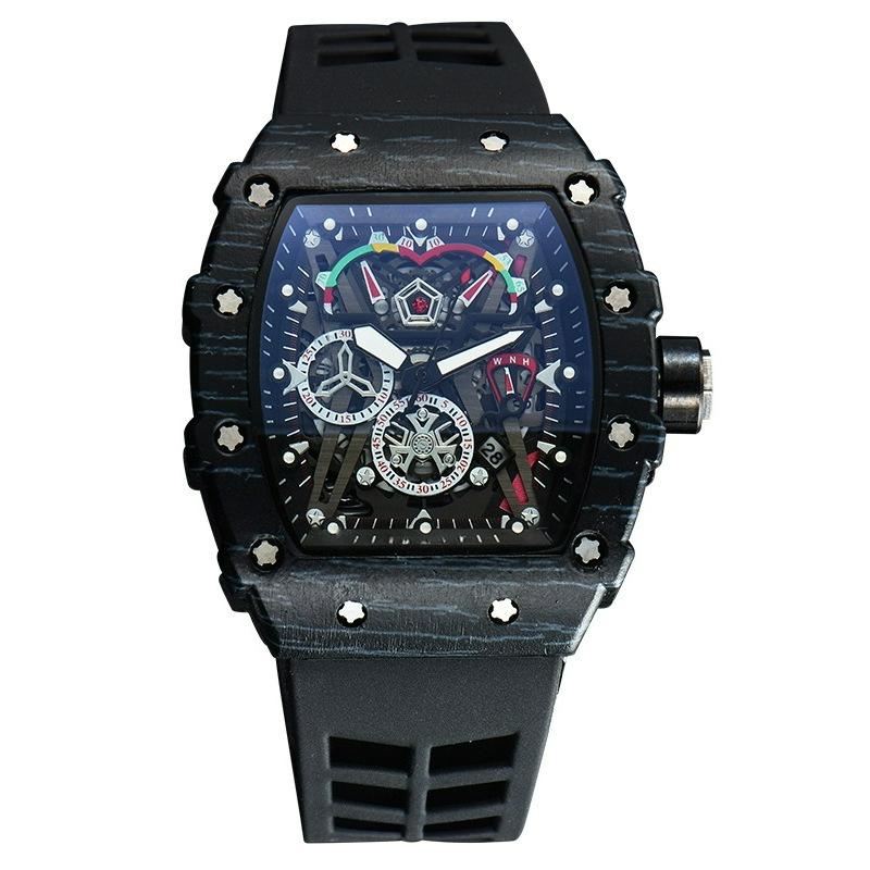 New, Barrel-Shaped Hollow Business Men's Quartz Calendar Watch