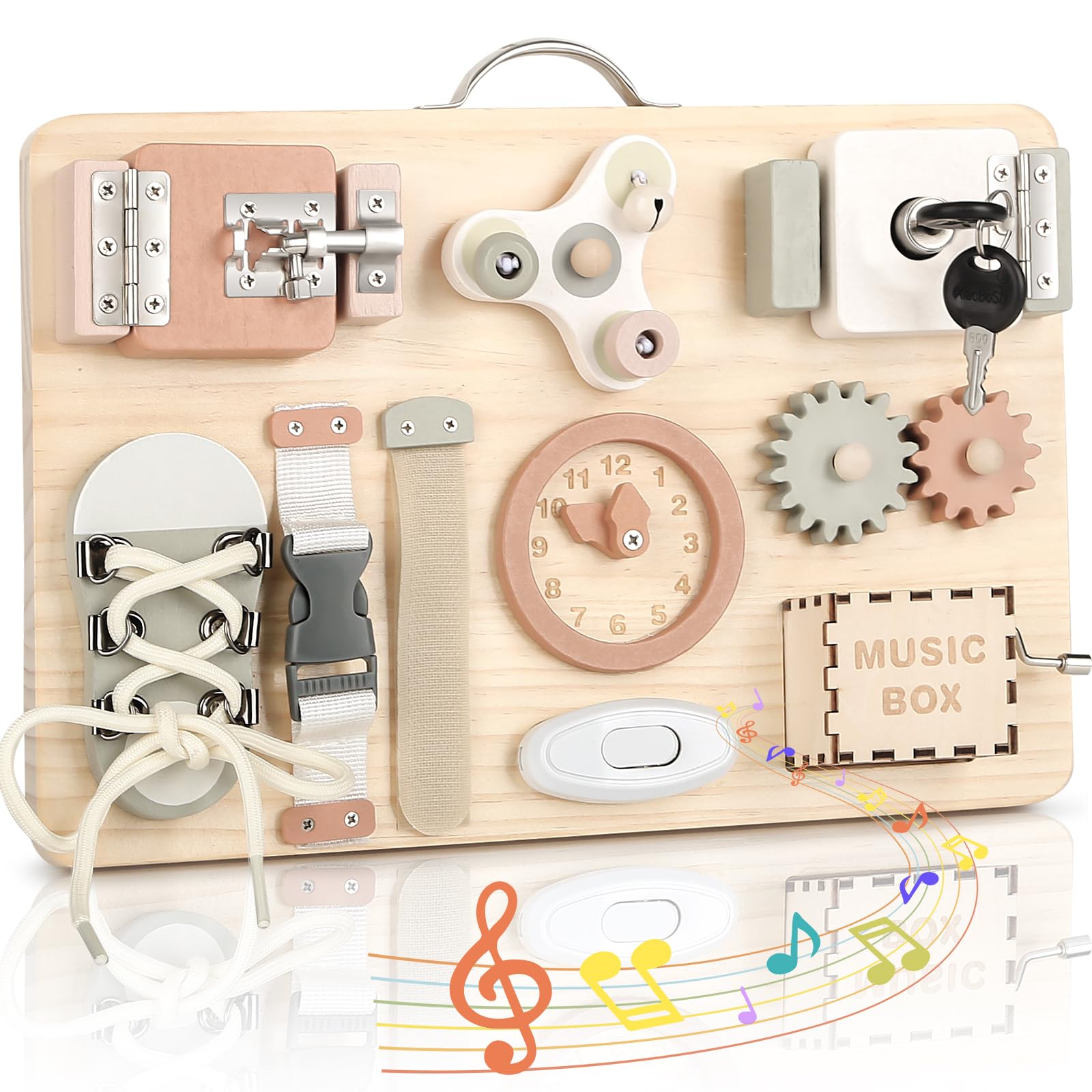 

Joyreal Montessori Busy Board Educational Toy for and 3 Year Birthday Toy for Girls and Wooden Fingertip Early Development - 1, 2, Olds, Gift, Boys,