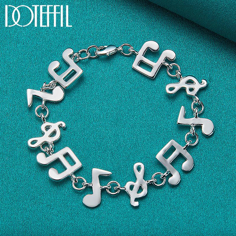 925 Sterling Silver Music Symbol Bracelet Fashion Jewelry