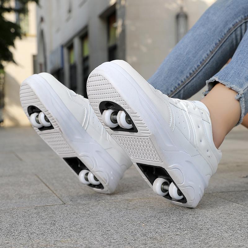 Student Roller Skates for Kids, 6-Wheeled Unisex Skates with Removable Wheels and Straps