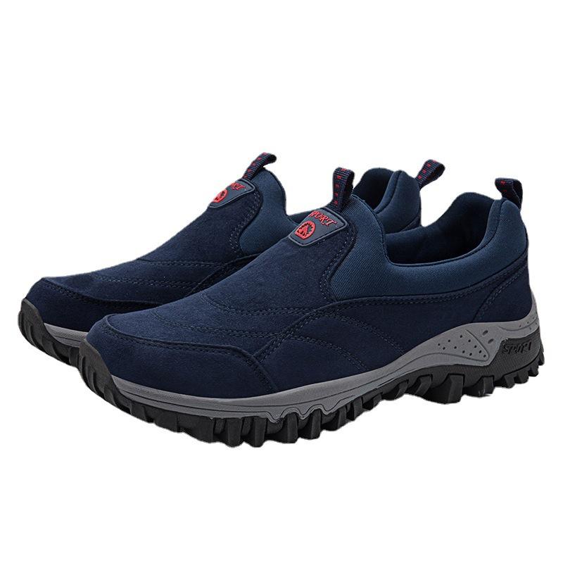 Men's Sneakers Slip on Running Shoes Non-Slip Soft Plus Size Men Loafers Outdoor Hiking Casual Shoes Breathable Suede Men Shoes