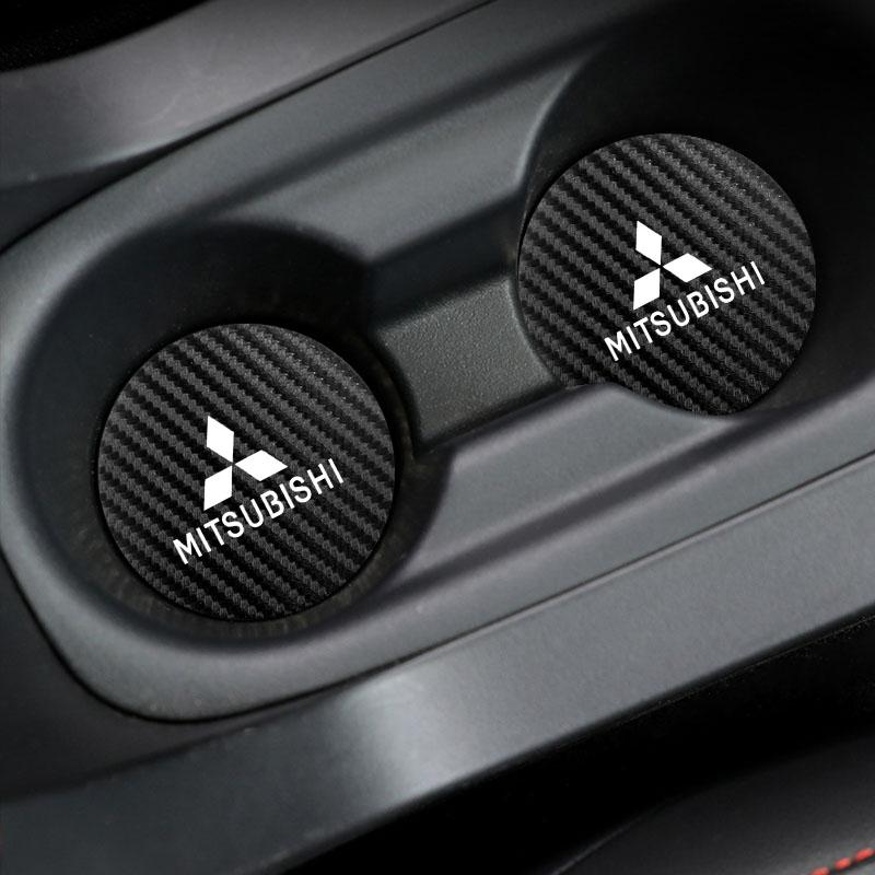 cwnqah1 cwmvjg1 2Pcs Car Logo Silicone Water Cup Pad Cushion For Mitsubishi Lancer Ralliart ASX Mirage Pajero Xpander Attrage L200 Eclipse Cross