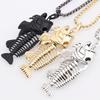 Fish Bone Necklace, Punk Street Style Hollow Fish Skeleton Pendant Design, Durable Alloy Chain for Women And Girls