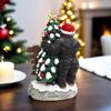 Resin Christmas Tree Figurine with Lights Lighted Up Xmas Bedside Gift Home Decor Ornament for