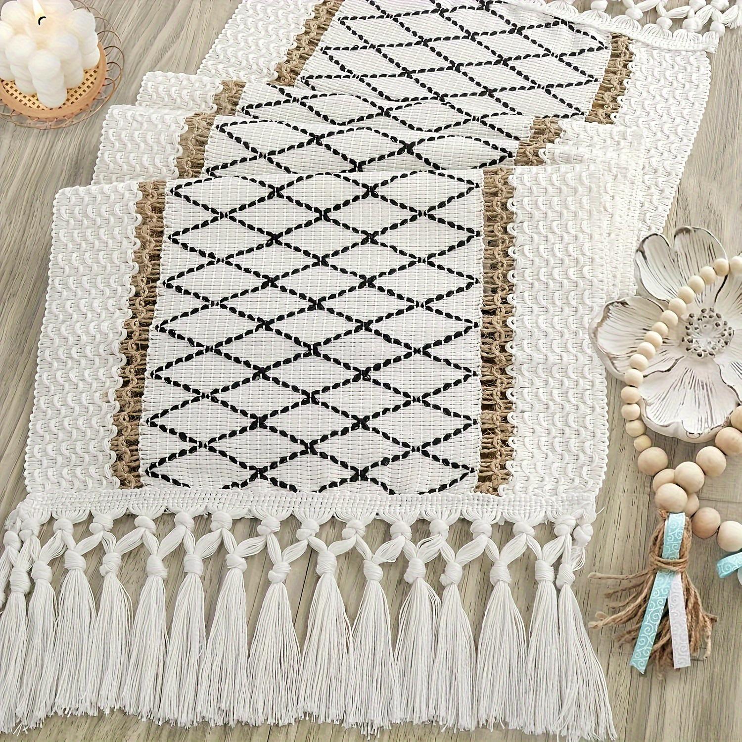 

Популярна скатертина-доріжка з плетеними китицями Temu - Товста в язана гачком скатертина для прикрас на вечірку 30*160cm with Tassels, ~206g