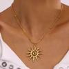 Fashion Vintage Chic Sun Pendant Necklace for Women Stainless Steel Earrings Statement Golden Fashion Jewlery Accessories Gifts