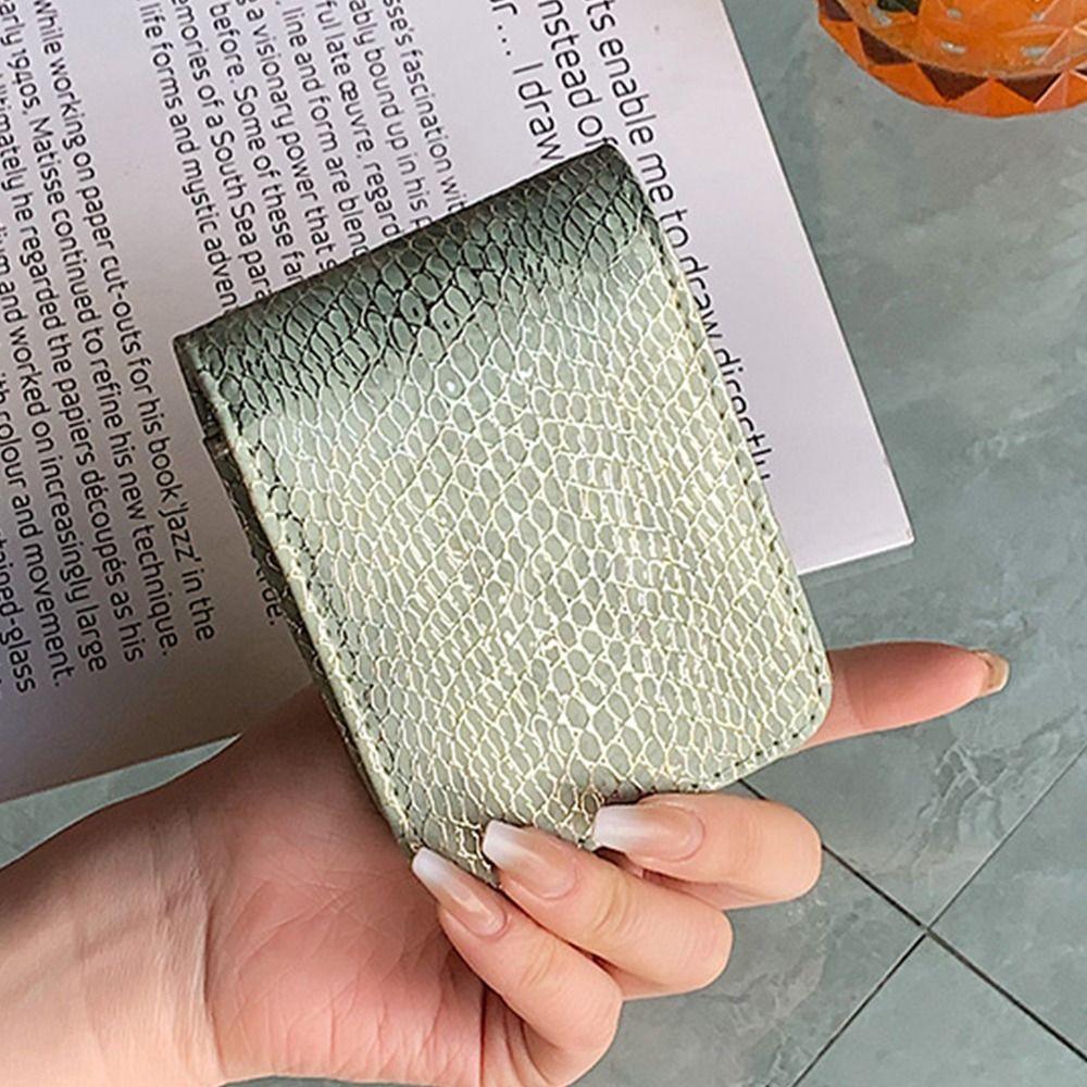 

High-quality PU Leather Lipstick Bag With Mirror Snap Button Lipstick Protective Cover Mini Makeup Bag зелений
