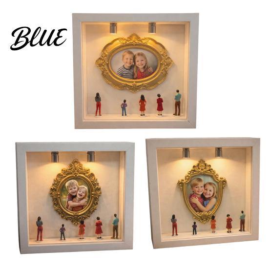 Stylish Home Decor Frame DIY Mini Museum Silhouette Box with LED Light Kit Customizable 5 Figurines And 1 Personalized Photo Display Case for Wedding
