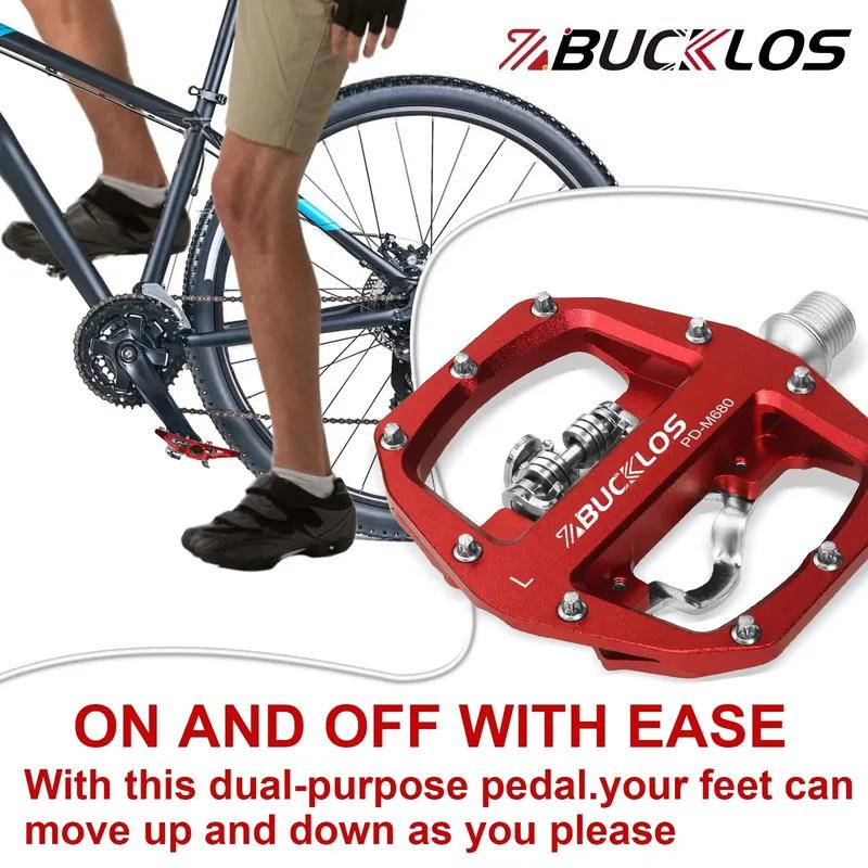 BUCKLOS MTB Pedal for SPD System Bicycle Mixed Pedal Mountain Bike Self-locking Pedals Aluminum Alloy MTB Bike Clipless Pedals