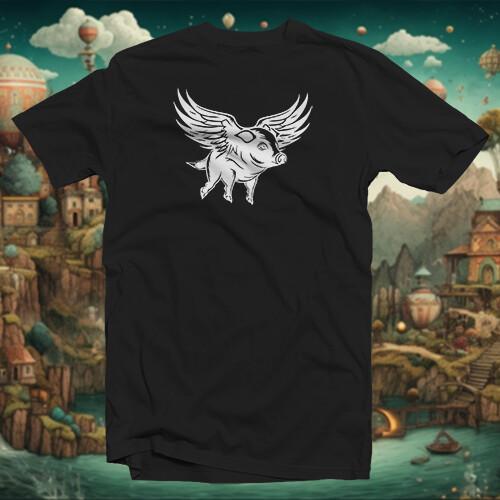 Летающая свинья №1 ХЛОПКОВАЯ ФУТБОЛКА Когда свиньи летают Причудливая фэнтези Мотивационная унисекс футболка L