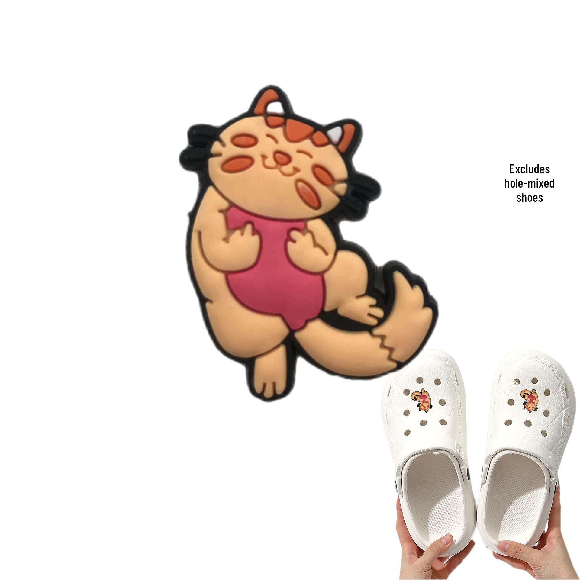 Cross-Border Kitten PVC Hole Shoes with Detachable Shoe Decorations - Perfect for Parties and Festivals