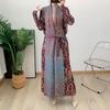 Women's Long Pleated Tie-Waist Evening Robe - 2024 Autumn/Winter Middle Eastern Dubai Style