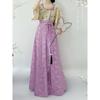 Chinese Song Dynasty Style Hanfu For Women, Printed Improved Crew Neck Shirt And One-piece Skirt Daily Suit