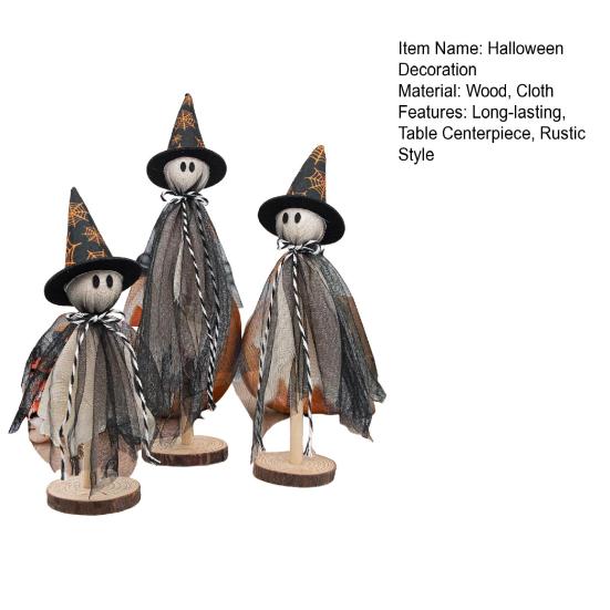 3Pcs/Set Halloween Ghost Decorations Rustic Centerpiece with Fabric Ghost Figures