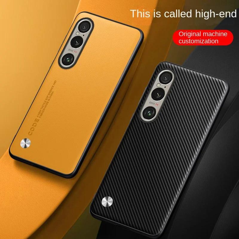 Carbon Fiber Plain Leder Telefon Fällen Für Sony Xperia 10 VI 5 V 1 IV Matte Silikon Weiche Stoßstange Abdeckung Für sony Xperia 1 VI 10 V 5 IV