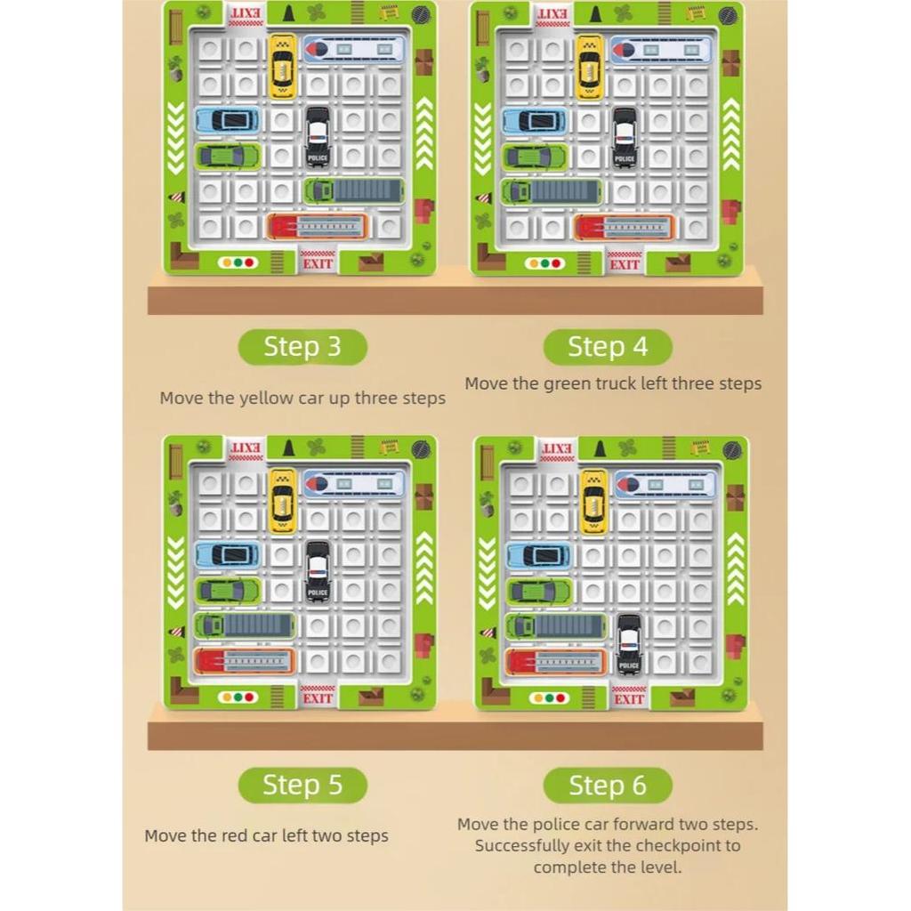 Children's Educational Puzzle Game for Logical Thinking Concentration Parking Lot with Moving Vehicles Maze Toy