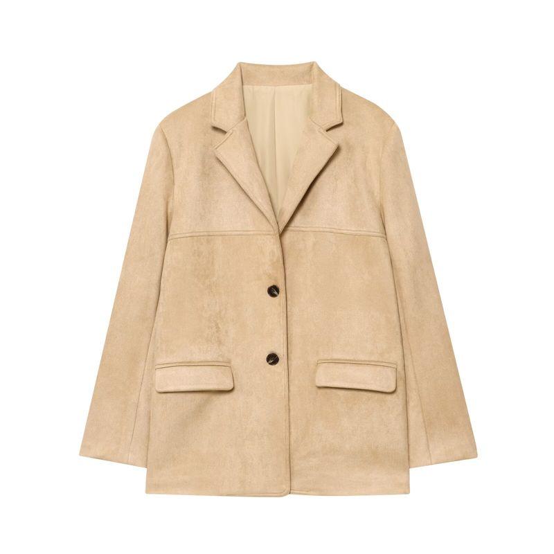 Kaslead New Women Clothes Western Style Fashion Simple Loose Suede Blazers