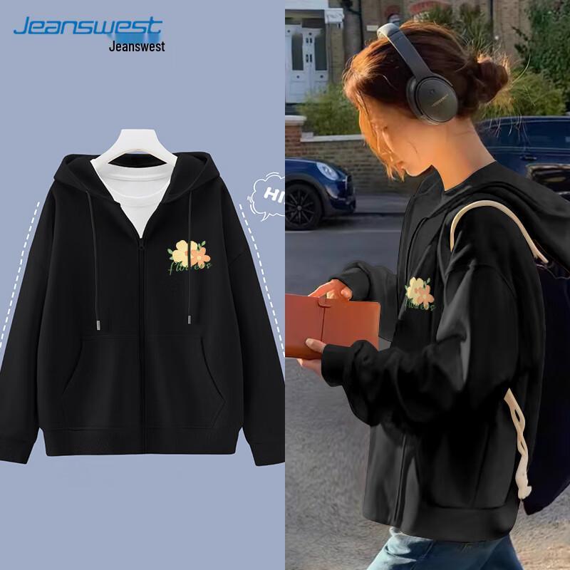 

JEANSWEST Women s Hooded Sweatshirt Cardigan L