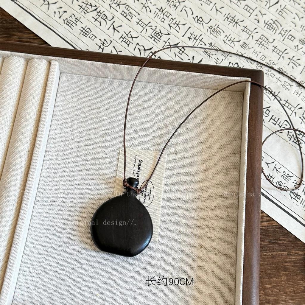 Vintage Long Irregular Circular Pendant Necklace For Women Ethnic Adjustable Sweater Chain