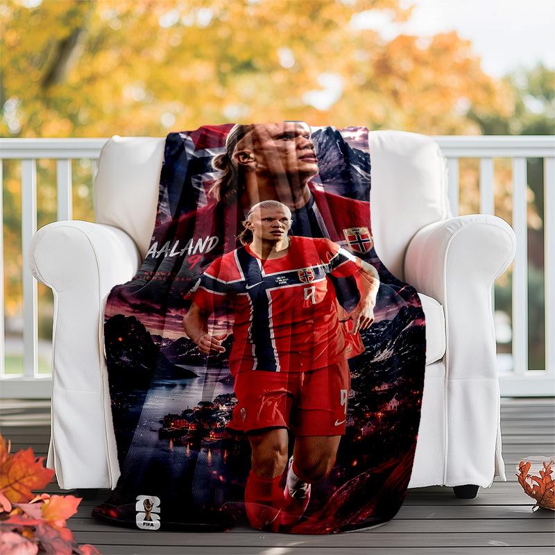 1pc Haaland1 Theme Blanket - Digital Print, Polyester, Cozy for All Seasons, Perfect for Outdoor, and Travel
