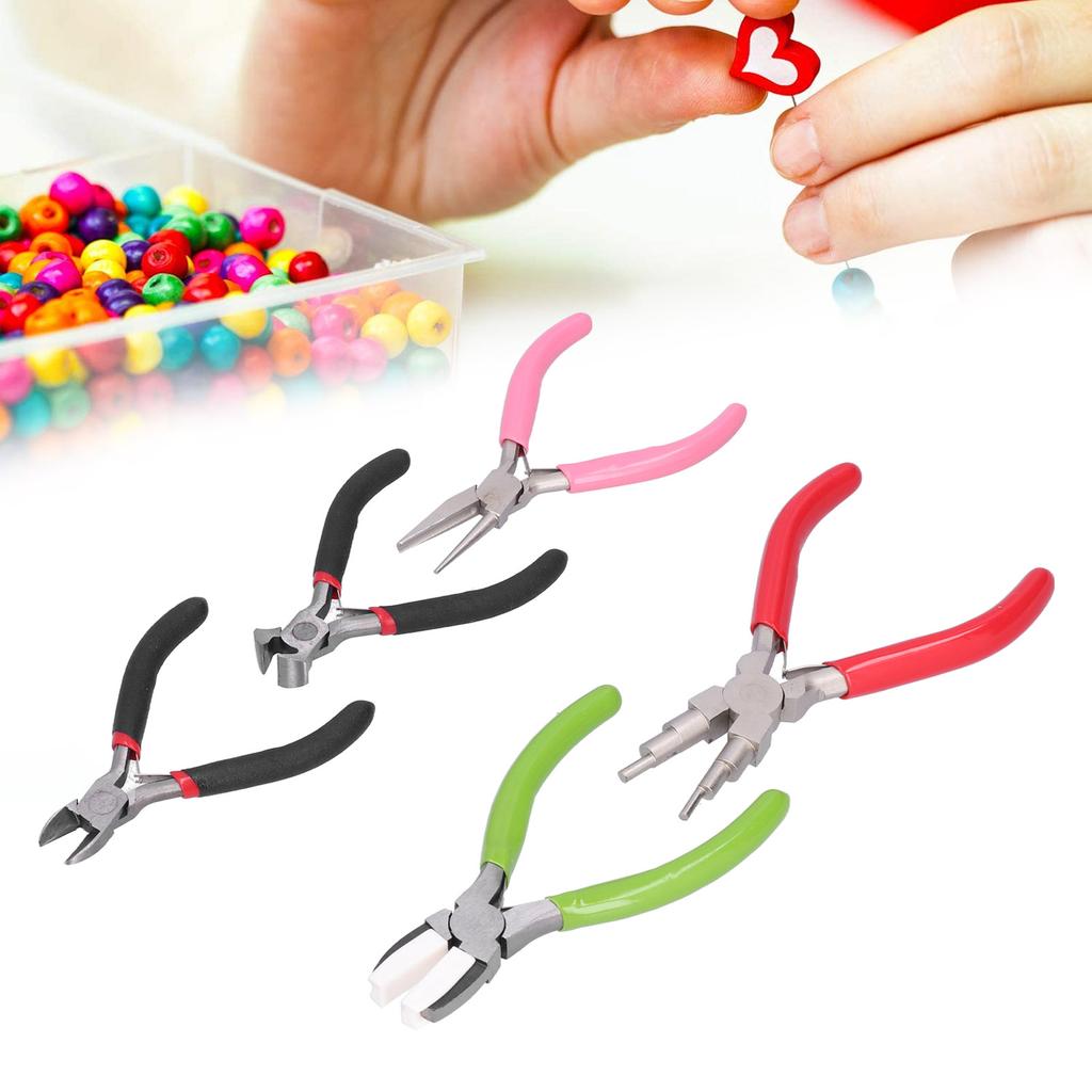 5Pcs Pliers Kit Diagonal Flat Nosed Bail Making Jewelry Pliers Hand Crimping Winding Tools Bail Making Pliers Jewelry Pliers Set