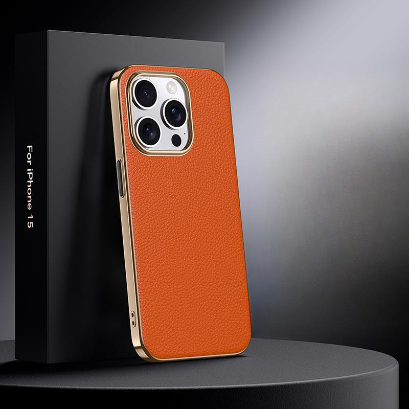 Această Piele Este Potrivită pentru Stratul Superior al Husei de Telefon Apple 15promax, Husa din Piele Galvanizată Business Anti-cădere pentru iPhone 14 13