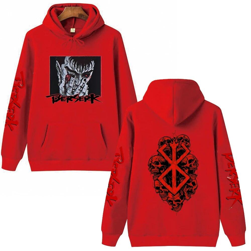 

Винтажные аниме Berserk Guts с графическим принтом и капюшоном для мужчин и женщин, толстовки с капюшоном в стиле манга, распространенная уличная одежда, толстовка унисекс в стиле Харадзюку 4XL красный