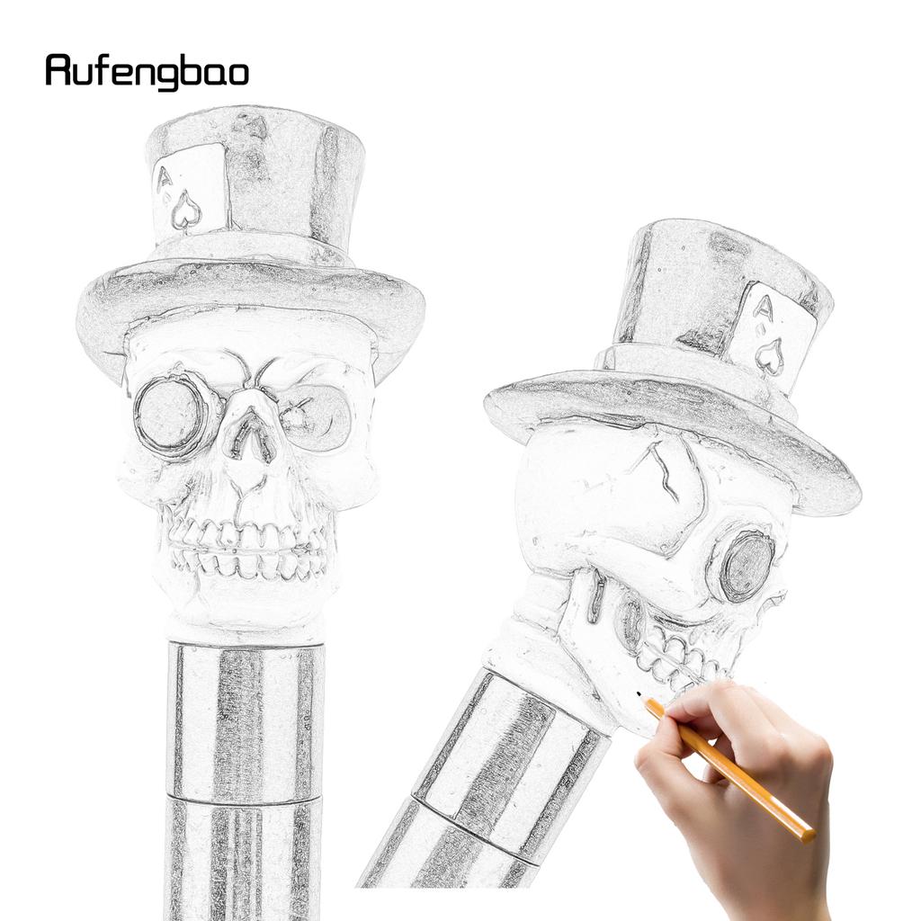 White Resin Skull Head Walking Cane Fashion Decorative Steel Walking Stick Gentleman Elegant Cosplay Cane Knob Crosier 94cm
