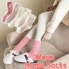 5Pairs Cute Women's Thickened Socks Pink Bowknot Middle Tube Socks Sweet Warm Home Socks  Home Wear