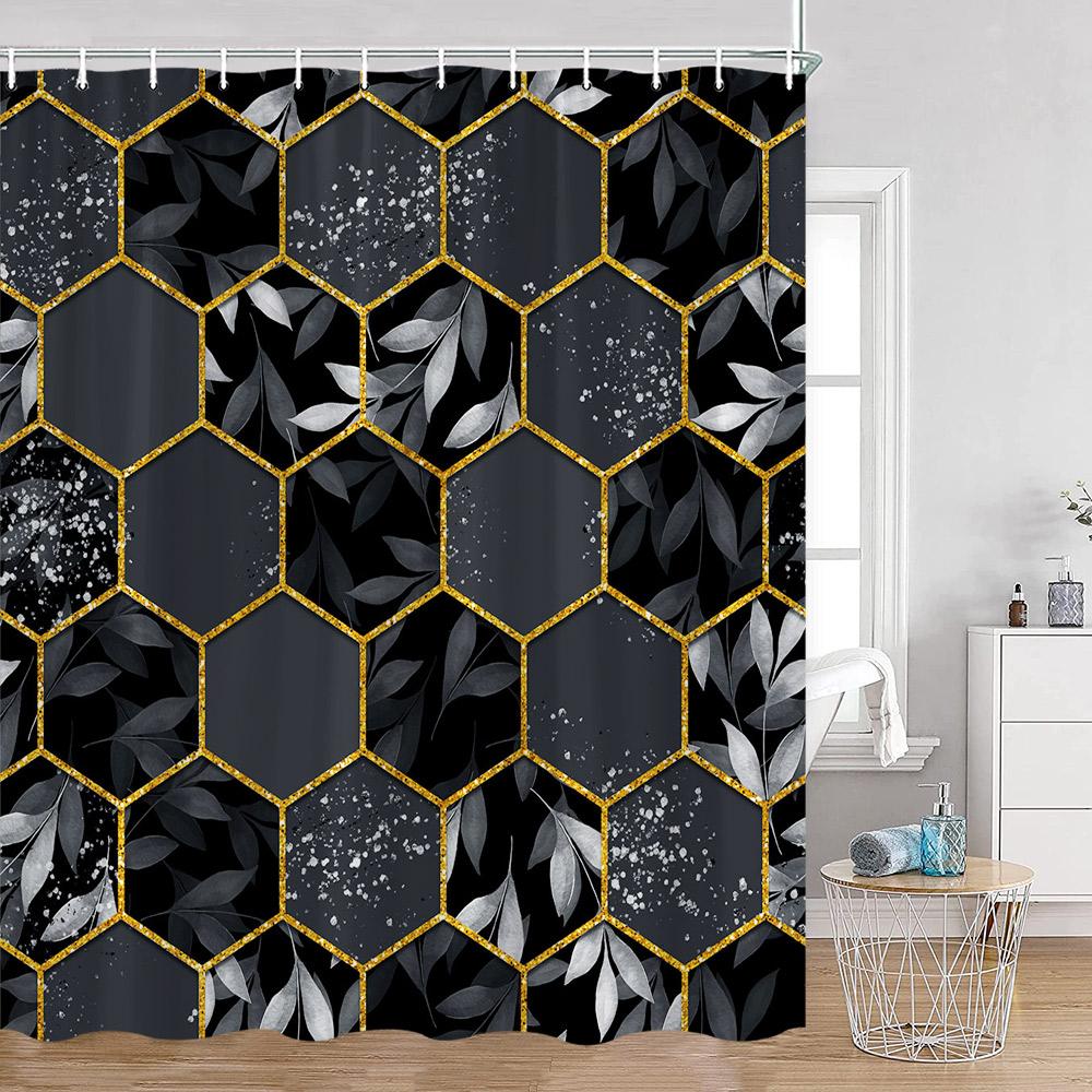 

Marble Pattern Bath Curtain Polyester Shower Curtains Geometric Bath Screen Printed Curtain Home Decorations For Bathroom Gift W60H190(CM)-1 Pcs