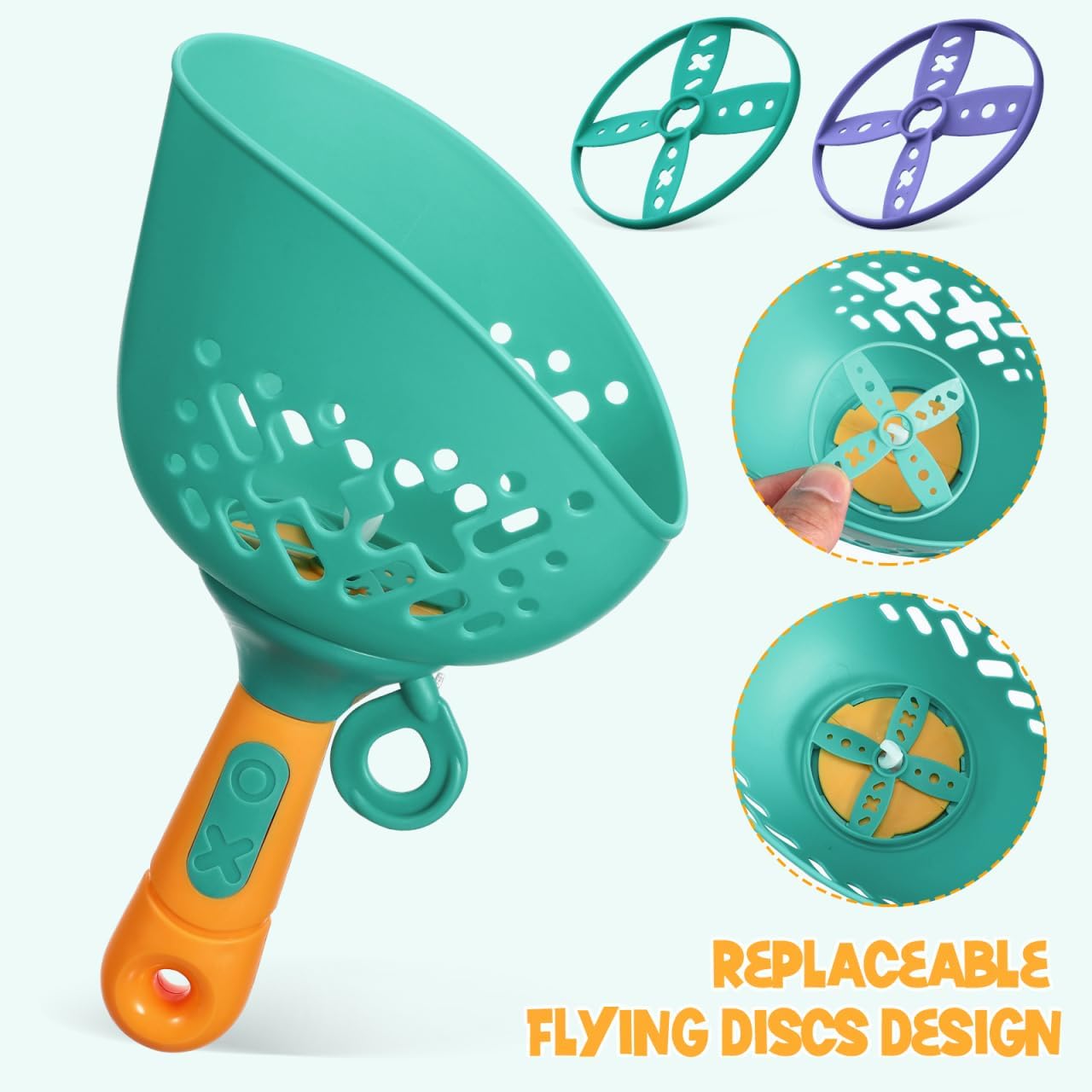 2PCS Outdoor Flying Disc Launcher Toy, Garden String Launcher Toys, Manual Capture Catching Outdoor Games Fun Outside Flying Disc Toys for Kids Yard