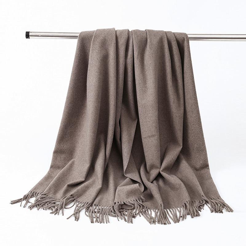 Wool Scarf Women's Winter Korean Style Thickened Warm Solid Color Scarf Shawl High End Versatile Cashmere Scarf