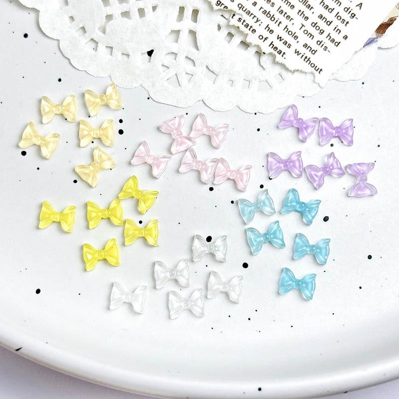 Nail Art Ice Transparent Bow Summer Internet Celebrity Water Ripple Jelly Color Bow Tie Resin Nail DIY Decorations