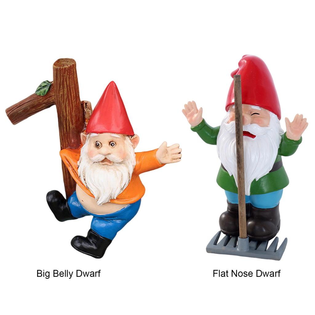 Funny Gnome Sculpture Multi Purpose Mini Dwarf Statue Non-Fading Pot Edge Hanging Decor for Garden Planter Edge& Balcony Railing