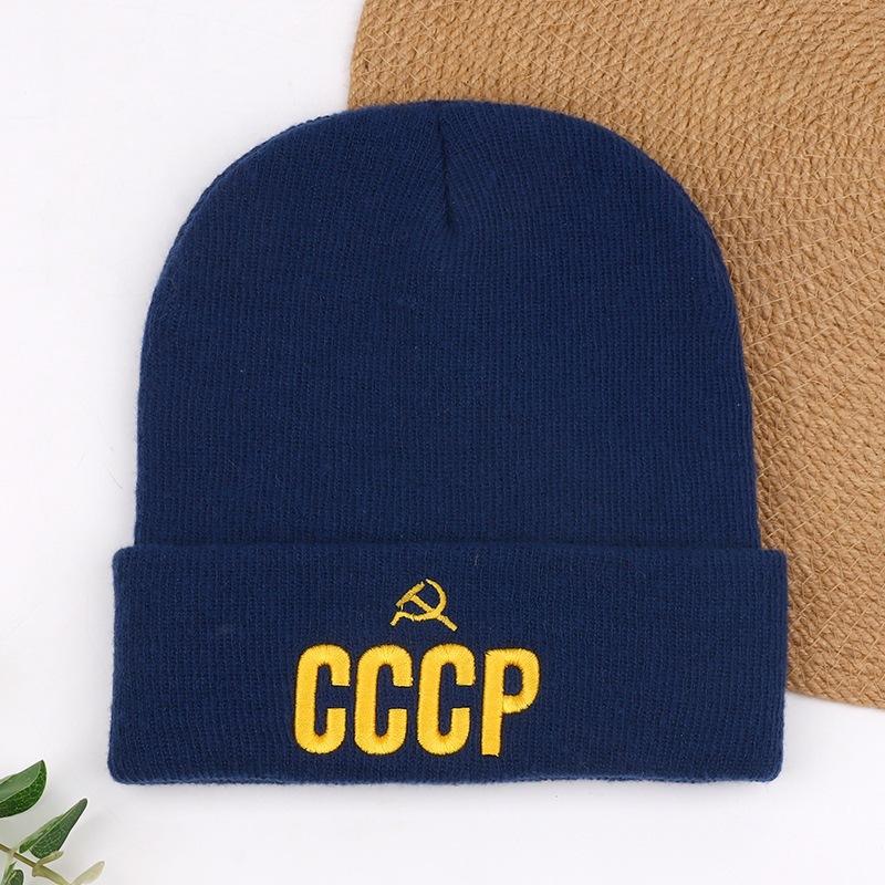 Pullover CC Hat Winter Knitted Hat Cold Wool Hat Three-dimensional Russian Embroidery CP Popular Letters Men and Women
