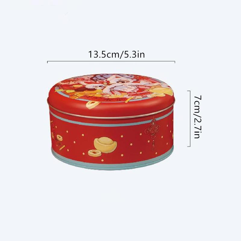 1Pieces Year Of The Horse Tinplate Round Candy Tin Can Large Empty Metal Baking Cookies Storage Case Outdoor Tableware