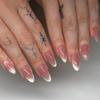 Manicure Długie Migdałowe Sztuczne Paznokcie Kwiaty Motyl French Press on Nails Aurora Odpinane Sztuczne Paznokcie Kobiety
