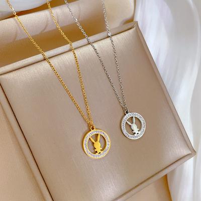 Titanium Steel Ring Rabbit Personality Minimalist Wind Furnace Real Gold Necklace Female Collarbone Chain With