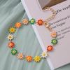 Painted Flower Choker Small Daisy Necklace Adjustable Clavicle Chain for Women Girls Handmade Bracelet Earrings Jewelry