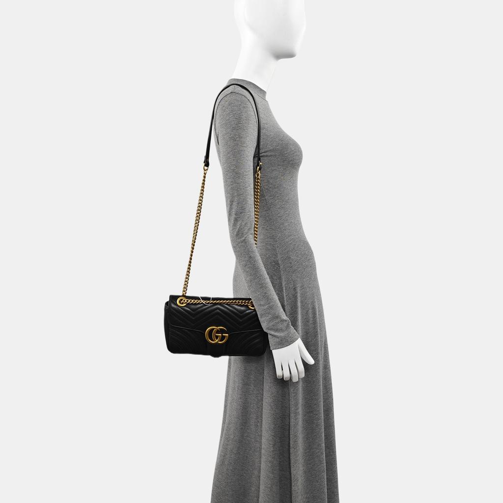 [Pre-Owned] Gucci GG Marmont Small Matelassé Shoulder Bag 'Black' - Very Good #5VX2O9