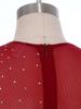 Kids Girls Stage Performance Dress: Back Invisible Zipper Color Block Mesh Patchwork Side Split with Shiny Rhinestones for Lyrical Dance