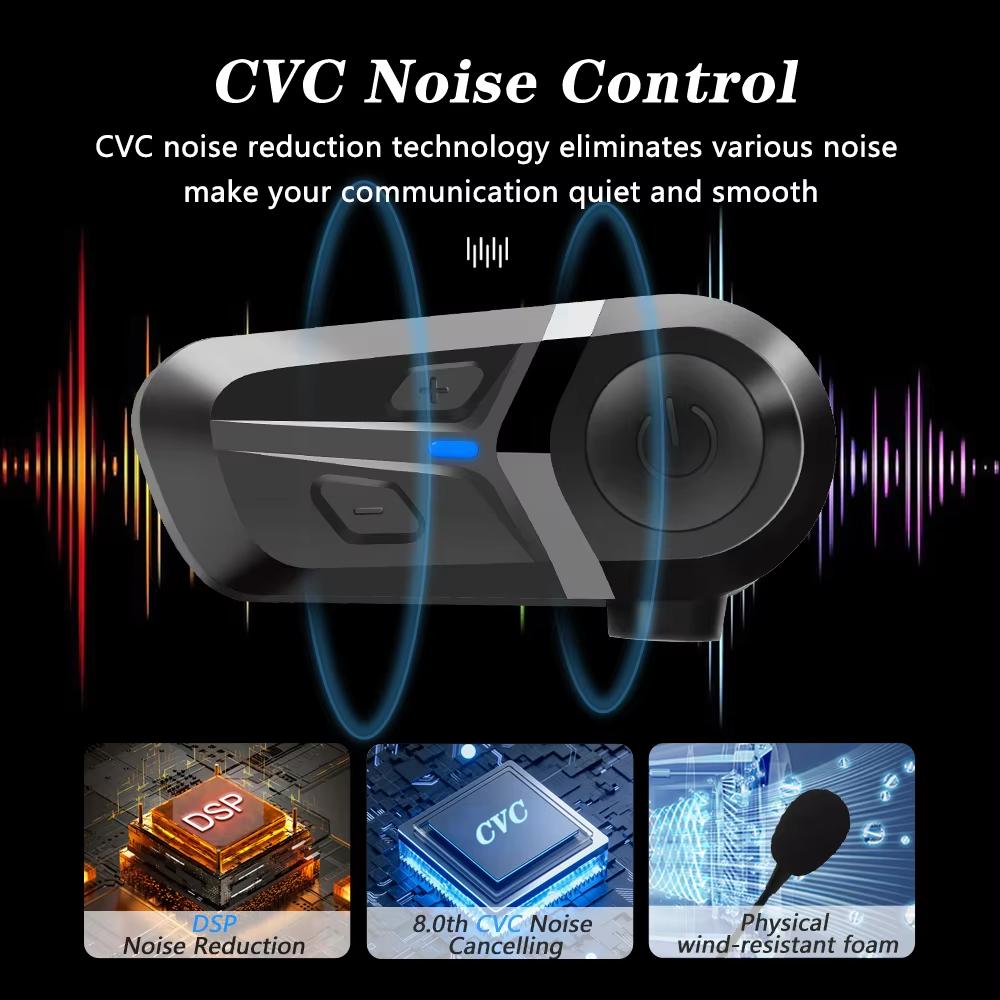Waterproof Motorcycle Helmet Headset Wireless Hands-free Call Phone Earphone Music Player for Moto Helmet Bluetooth 5.3